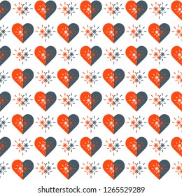 Cute seamless pattern with hearts. Happy Valentine's Day. Romantic background. Design for party card, paper, wrapping, fabric.