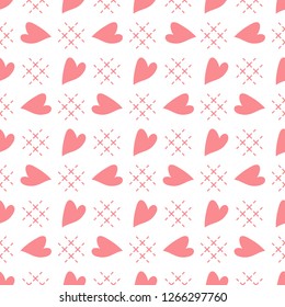 Cute seamless pattern with hearts. Happy Valentine's Day. Romantic background. Design for party card, paper, wrapping, fabric.