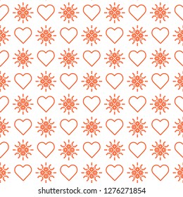 Cute seamless pattern with hearts. Happy Valentine's Day. Romantic background. Design for party card, paper, wrapping, fabric.