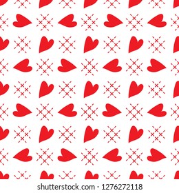 Cute seamless pattern with hearts. Happy Valentine's Day. Romantic background. Design for party card, paper, wrapping, fabric.