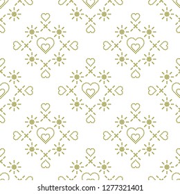Cute seamless pattern with hearts. Happy Valentine's Day. Romantic background. Design for party card, paper, wrapping, fabric.