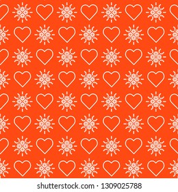 Cute seamless pattern with hearts. Happy Valentine's Day. Romantic background. Design for party card, paper, wrapping, fabric.