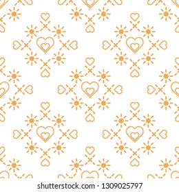 Cute seamless pattern with hearts. Happy Valentine's Day. Romantic background. Design for party card, paper, wrapping, fabric.