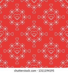 Cute seamless pattern with hearts. Happy Valentine's Day. Romantic background. Design for party card, paper, wrapping, fabric.