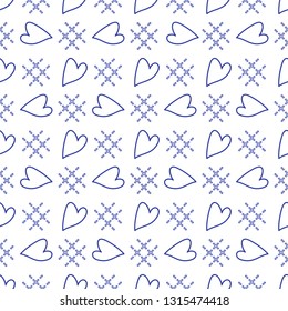 Cute seamless pattern with hearts. Happy Valentine's Day. Romantic background. Design for party card, paper, wrapping, fabric.