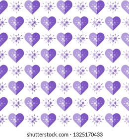 Cute seamless pattern with hearts. Happy Valentine's Day. Romantic background. Design for party card, paper, wrapping, fabric.