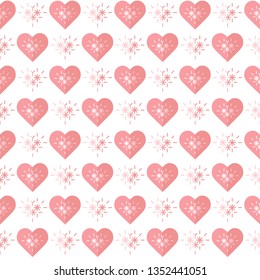 Cute seamless pattern with hearts. Happy Valentine's Day. Romantic background. Design for party card, paper, wrapping, fabric.