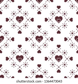 Cute seamless pattern with hearts. Happy Valentine's Day. Romantic background. Design for party card, paper, wrapping, fabric.