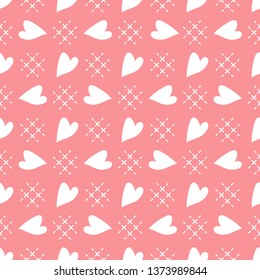 Cute seamless pattern with hearts. Happy Valentine's Day. Romantic background. Design for party card, paper, wrapping, fabric.