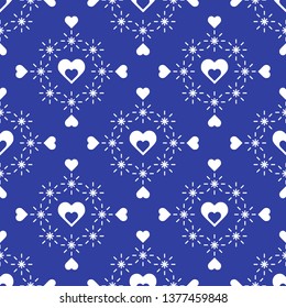 Cute seamless pattern with hearts. Happy Valentine's Day. Romantic background. Design for party card, paper, wrapping, fabric.