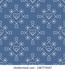 Cute seamless pattern with hearts. Happy Valentine's Day. Romantic background. Design for party card, paper, wrapping, fabric.