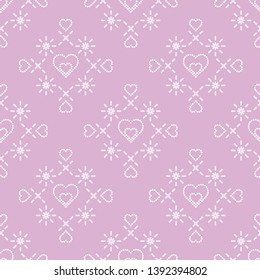 Cute seamless pattern with hearts. Happy Valentine's Day. Romantic background. Design for party card, paper, wrapping, fabric.