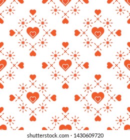 Cute seamless pattern with hearts. Happy Valentine's Day. Romantic background. Design for party card, paper, wrapping, fabric.