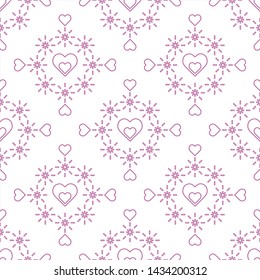 Cute seamless pattern with hearts. Happy Valentine's Day. Romantic background. Design for party card, paper, wrapping, fabric.