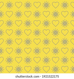 Cute seamless pattern with hearts. Happy Valentine's Day. Romantic background. Design for party card, paper, wrapping, fabric. Illuminating and Ultimate Gray.