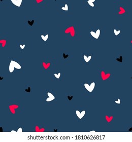 Cute seamless pattern with hearts. Love background for fabric, wrapping paper, textile, wallpaper, apparel, nursery decoration.  Valentine day theme.