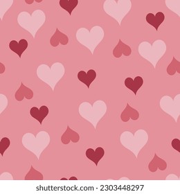 Cute seamless pattern with hearts in pink colors. Vector graphics.