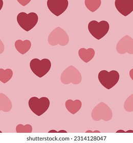 Cute seamless pattern with hearts in pink colors. Vector graphics.	