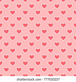 Cute seamless pattern with hearts. Romantic texture for wallpaper, wrapping, design greeting cards, prints, flyers, cards,holiday invitations. Vector Valentines Day card.