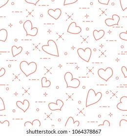Cute seamless pattern with hearts. Template for design, fabric, print. Valentine's day.