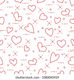 Cute seamless pattern with hearts. Template for design, fabric, print. Valentine's day.