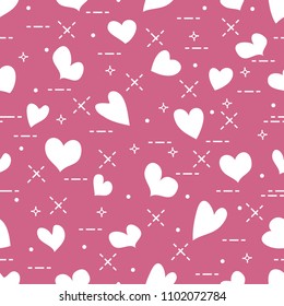 Cute seamless pattern with hearts. Template for design, fabric, print. Valentine's day.