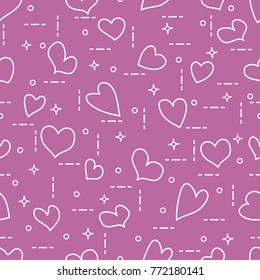 Cute seamless pattern with hearts. Template for design, fabric, print. Valentine's day.