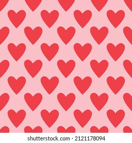 Cute seamless pattern with hearts for textile, wallpaper, covers, print, wrap, surface, scrapbooking. Pink background for Valentine's Day, birthday, wedding invitation. Vector.