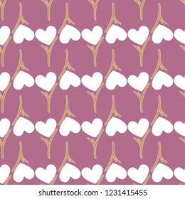 Cute seamless pattern of hearts.  Vector illustration drawn by hand for wedding and children's design, logo and greeting card, fabric, textile, cover, packaging paper.