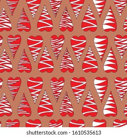 Cute seamless pattern of hearts.  Vector illustration drawn by hand for wedding and children's design, logo and greeting card, fabric, textile, cover, packaging paper