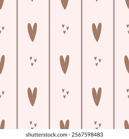 Cute seamless pattern with hearts. Vector Pastel background. Valentines day and love