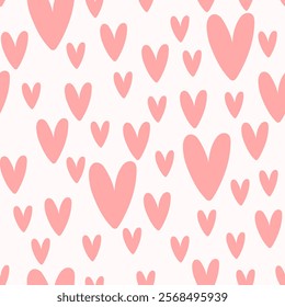 Cute seamless pattern with hearts. Vector Pastel background. Valentines day and love
