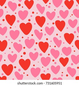 Cute seamless pattern with hearts. Vector illustration.