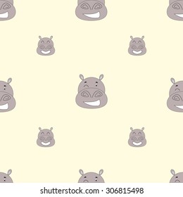 Cute seamless pattern with hippo. Cute hippopotamus. Background, textile, wallpaper template.