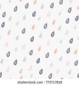 Cute seamless pattern. Hipster vector background with raindrops. For children, baby shower, gift wrapping paper, scrapbook.