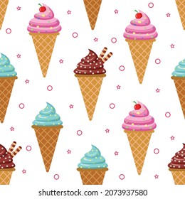 Patrón perfecto con helados. Patrón de helados. Ilustración vectorial.