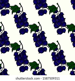 Cute seamless pattern. Icons of currants on a beautiful background. Elements for your design. Hand drawn vector illustration. A series of food and drink and culinary ingredients.