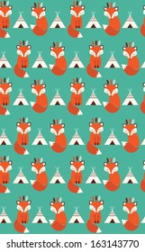 cute seamless pattern with indian fox. vector illustration