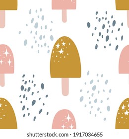 Cute seamless pattern for kids. Ice cream background. Stylish baby design 