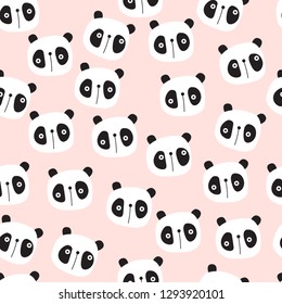 Cute seamless pattern for kids products, with animals, panda, bear, for wallpaper, fabric, apparel, clothes, toys, baby swaddles. Scandinavian style in vector