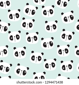 Cute seamless pattern for kids products, with animals, panda, bear, for wallpaper, fabric, apparel, clothes, toys, baby swaddles. Scandinavian style in vector