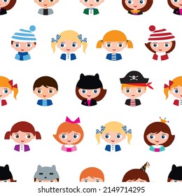 Patrón perfecto para los niños textiles, papel pintado, envoltura de regalo, libro de chatarra, fiesta de cumpleaños, invitación. Esbozo para tu diseño. Vector