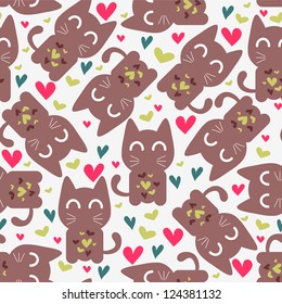Cute seamless pattern with kittens