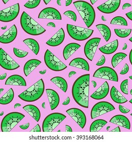 Cute seamless pattern with kiwi slices. Stylish abstract geometric background. Vector illustration. Simple ornament.