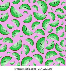 Cute seamless pattern with kiwi slices. Stylish abstract geometric background. Vector illustration. Simple ornament.