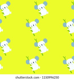 Cute seamless pattern with koala. Vector hand drawn illustration.