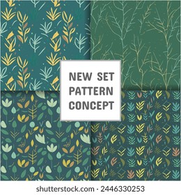 Cute seamless pattern with leaf, seamless leaf set of patterns