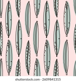 Cute seamless pattern with leaves. Botanical vector background, print, design
