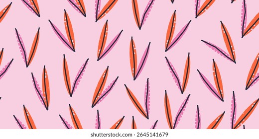 Cute seamless pattern with leaves. Botanical vector background, print, design