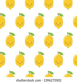 Cute seamless pattern with Lemons in cartoon style. Cute and funny texture for kids. Lovely background with Lemon